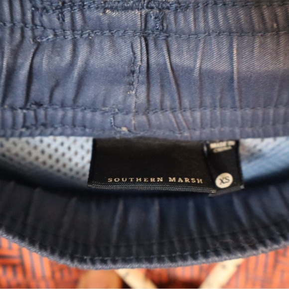 Southern Marsh Red and Blue Swim Trunks with Drawstring Closure - Picture 3 of 5